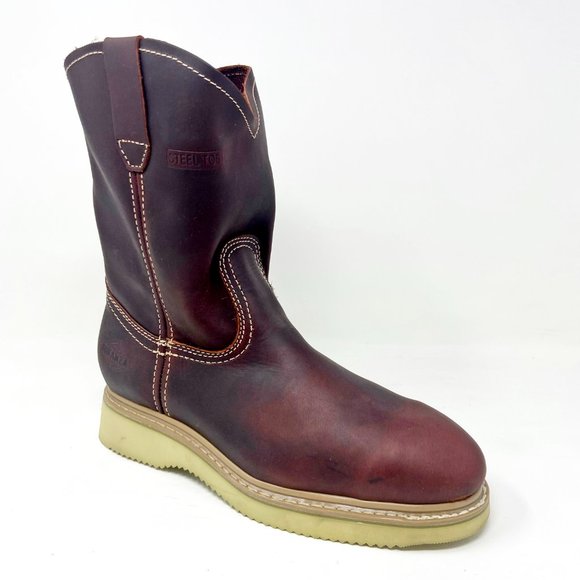 Bonanza 10" Wellington Goodyear Welt Brown Leather Mens Work Boots BAT102 - Picture 2 of 5